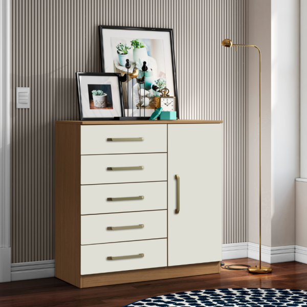 CÔMODA MILÃO 01 PORTA 05 GAVETAS