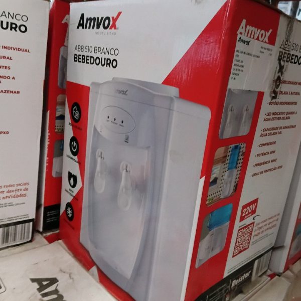 BEBEDOURO DE ÁGUA GELADA POR COMPRESSOR, 2 TORNEIRAS, AMVOX ABB 510 1,6L BRANCO 220V