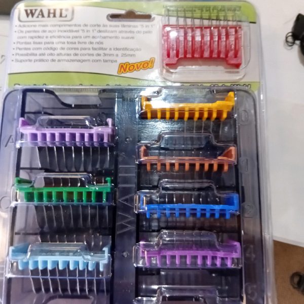 KIT DE PENTES WAHL PET GRADUADORES DE ALTURA 1 A 8 COM ESTOJO, COMPATÍVEL COM MÁQUINA DE TOSA BRAVUR